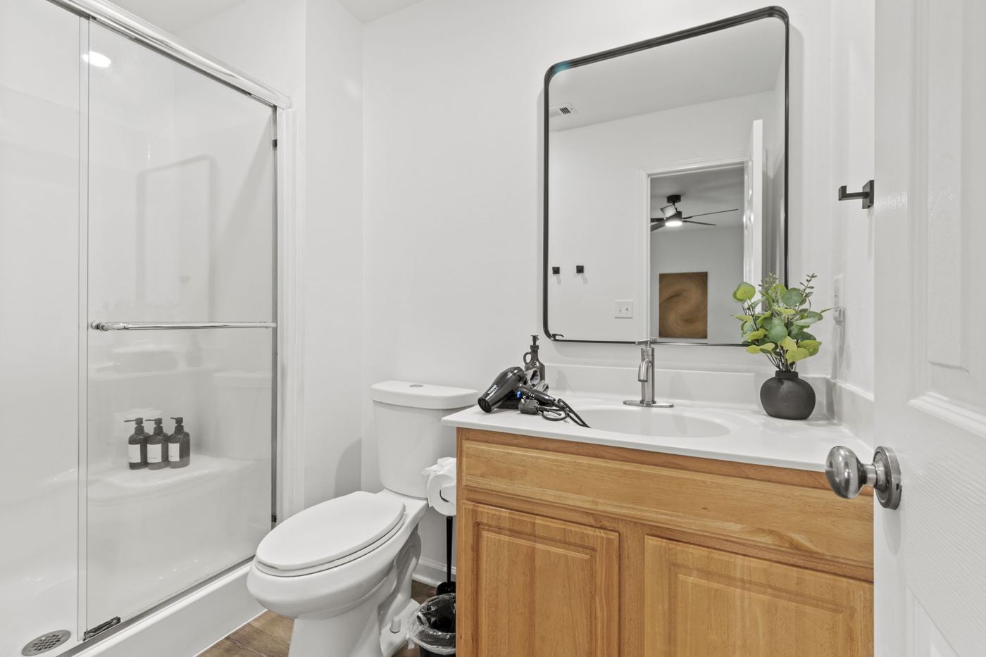 Primary en-suite bathroom with glass shower