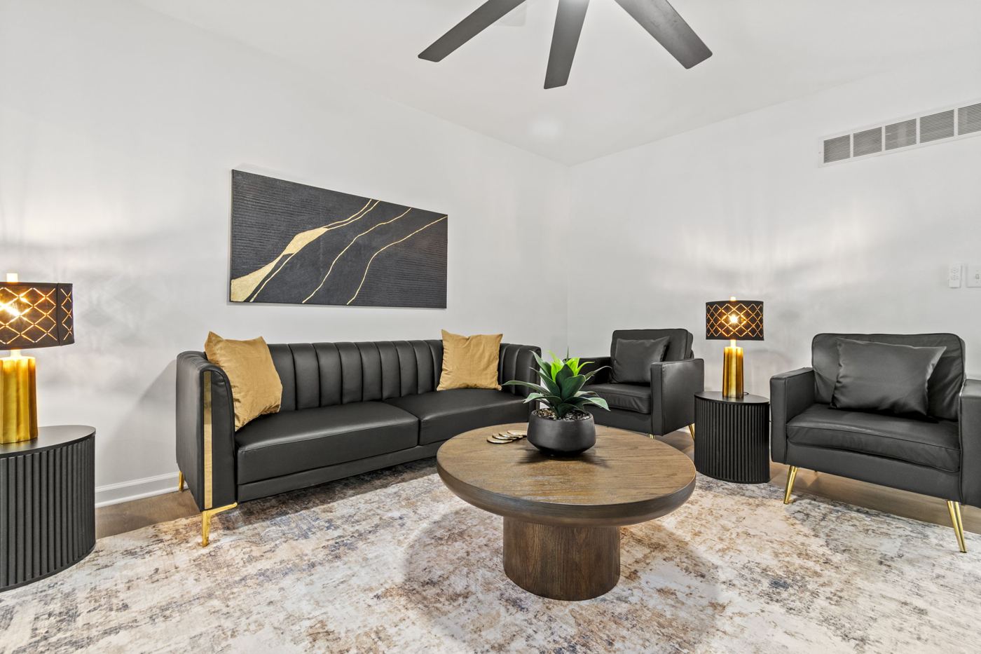 Wide view of the living room