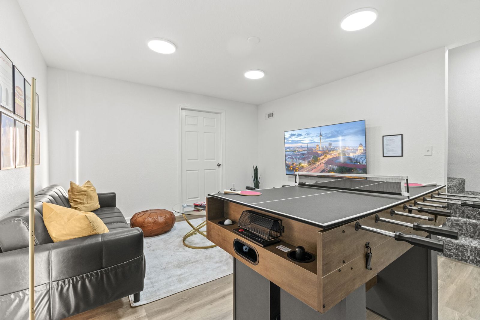 Game lounge with table tennis and 70-inch TV